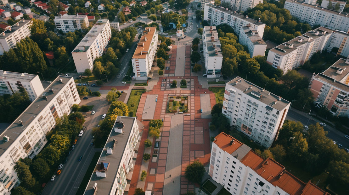 Moderne Wohnhäuser in einem Stadtviertel